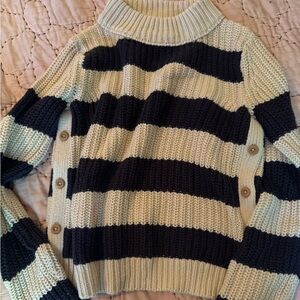 J.Crew The Reeds Cream and Black Knit Sweater